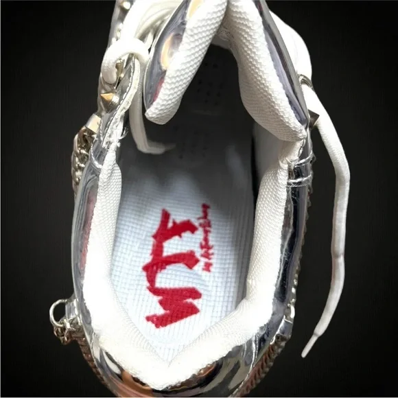 ANTHONY WANG silver space candy dollskill hidden heel platform sneaker shoe edm - Picture 8 of 8